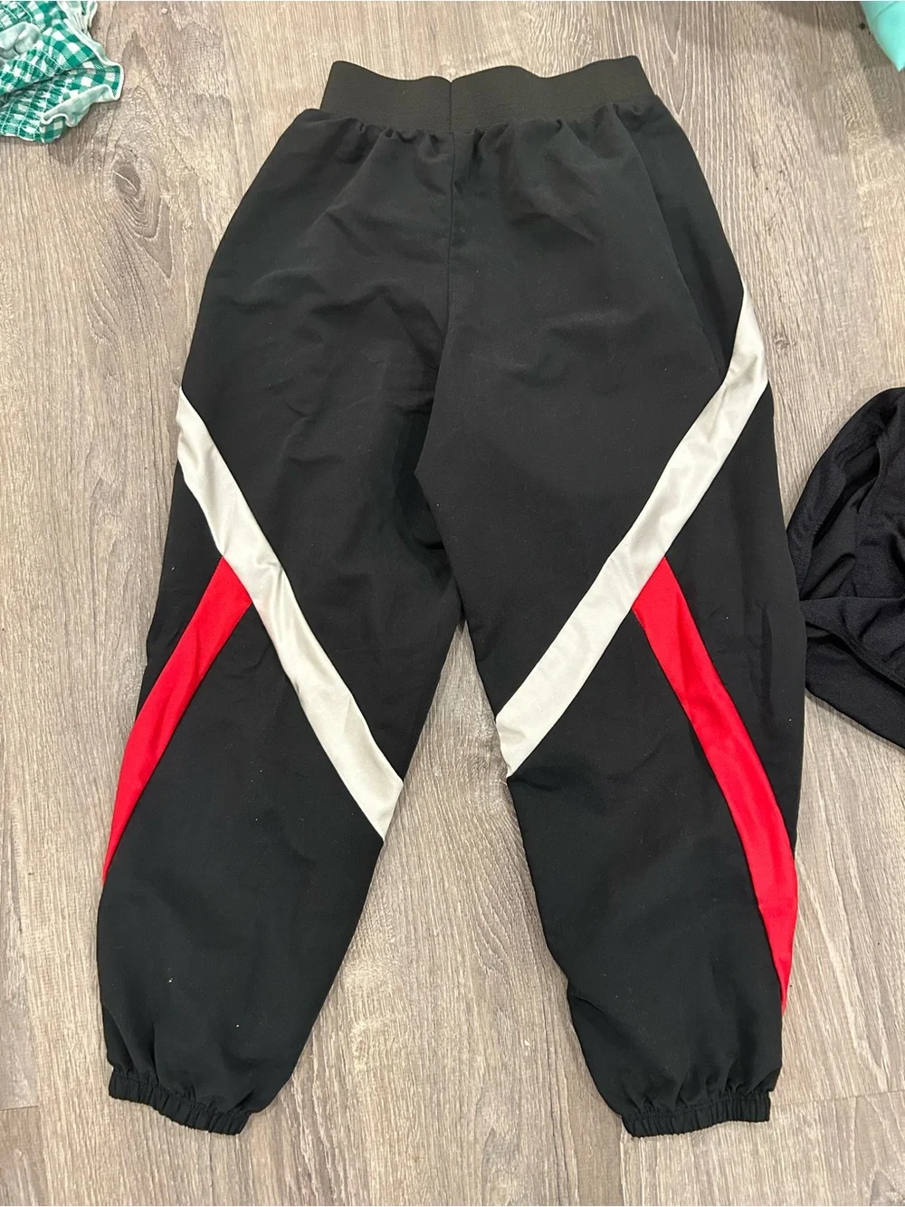Weissman Girls Black Track Joggers with Red Sequin Leotard